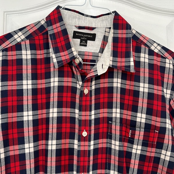 BANANA REPUBLIC Plaid Flannel Button Down Shirt Mens XL - Picture 2 of 3